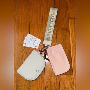 NWT lululemon athletica Duo Coin Pouches with Wrist Strap - Pink & Light Gray